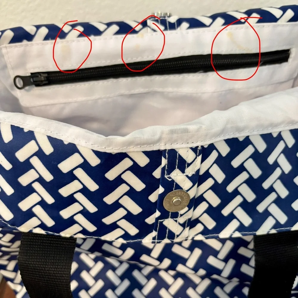 Scout Navy and White Patterned Medium Tote with Detachable Black Strap - Picture 12 of 13